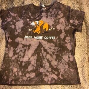 Upcycled Brown Tie-Dye Coffee Graphic T-Shirt X Large - EUC